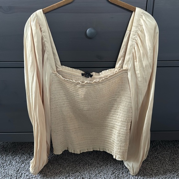 J Crew Square Neck Smocked Featherweight Satin Crop Top Style BD635 - Picture 1 of 4